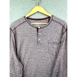 Tommy Bahama Henley Shirt Mens Large Purple Heathered Long Sleeve Pocket